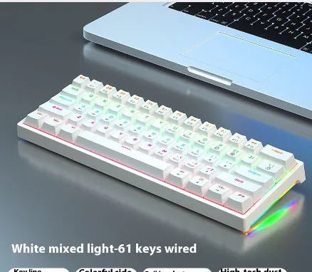 61-key mechanical keyboard with blue and white colour scheme and compact design