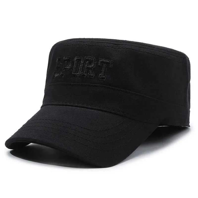 Men's cotton peaked cap with adjustable strap and dome crown in multiple colour options