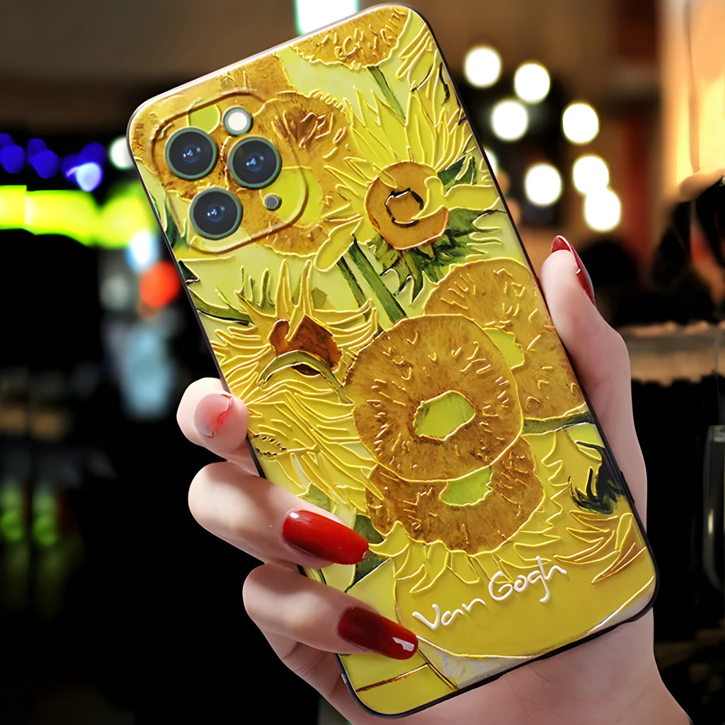 Van Gogh Starry Sky 3D soft TPU phone case for Apple iPhone models anti-drop protective cover