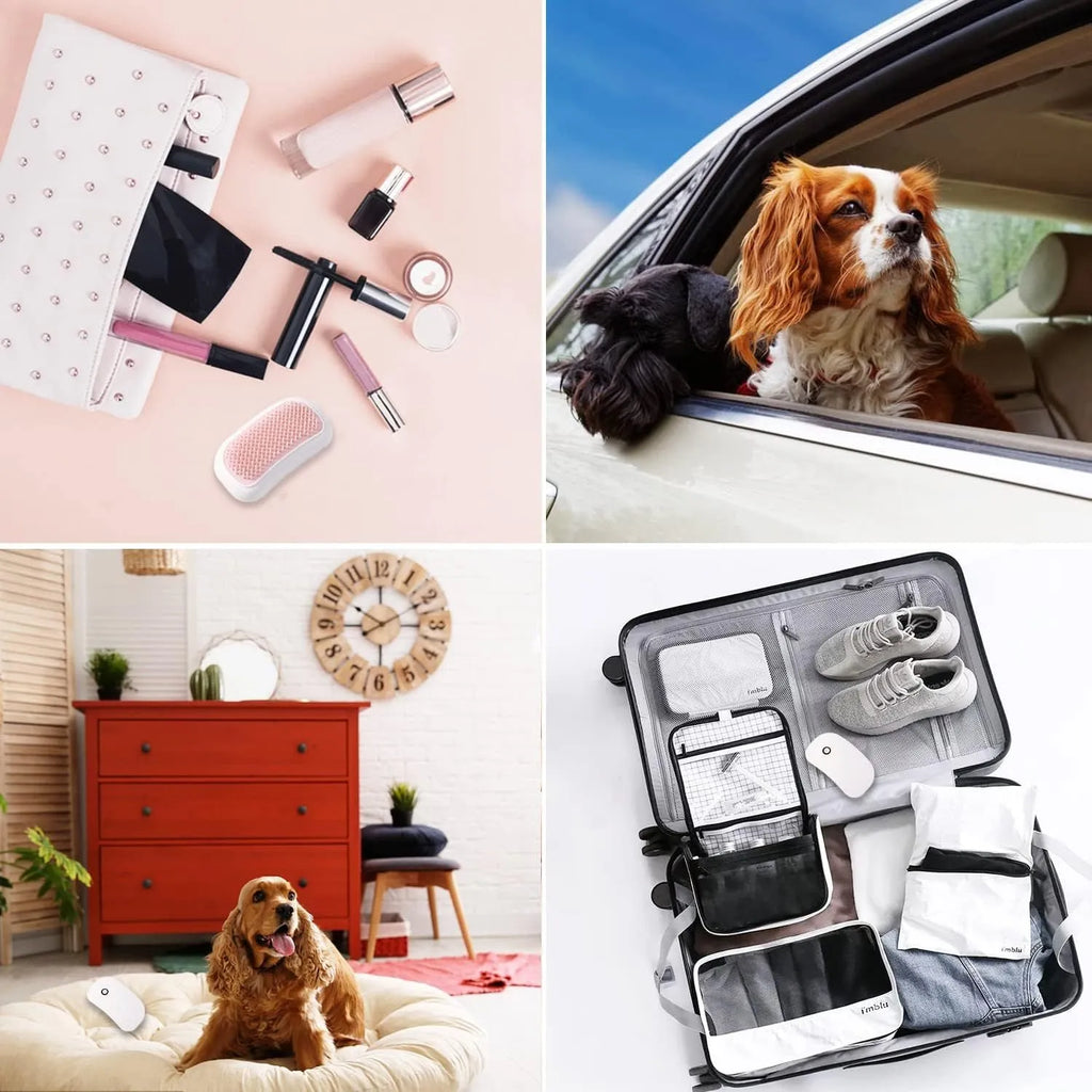 Light pink and white handheld electric pet massage brush with TPE teeth