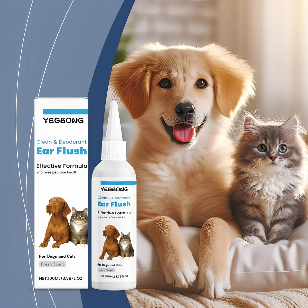 100ml bottle of dog and cat ear cleaner for gentle earwax removal