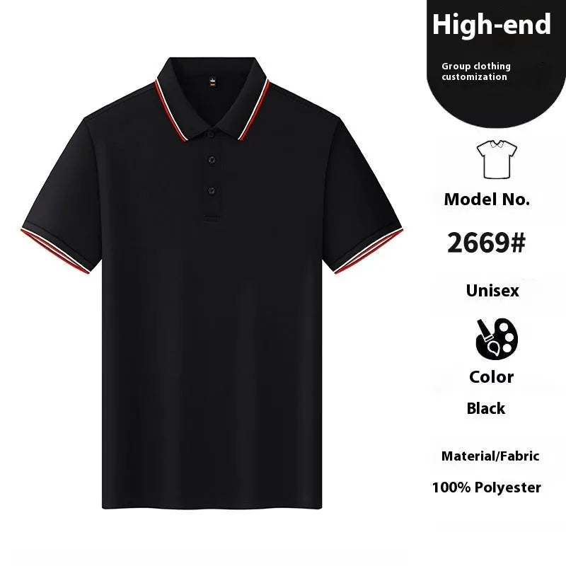 Ice Ion lapel short sleeve polo shirt in navy blue, straight fit, nylon polyester blend