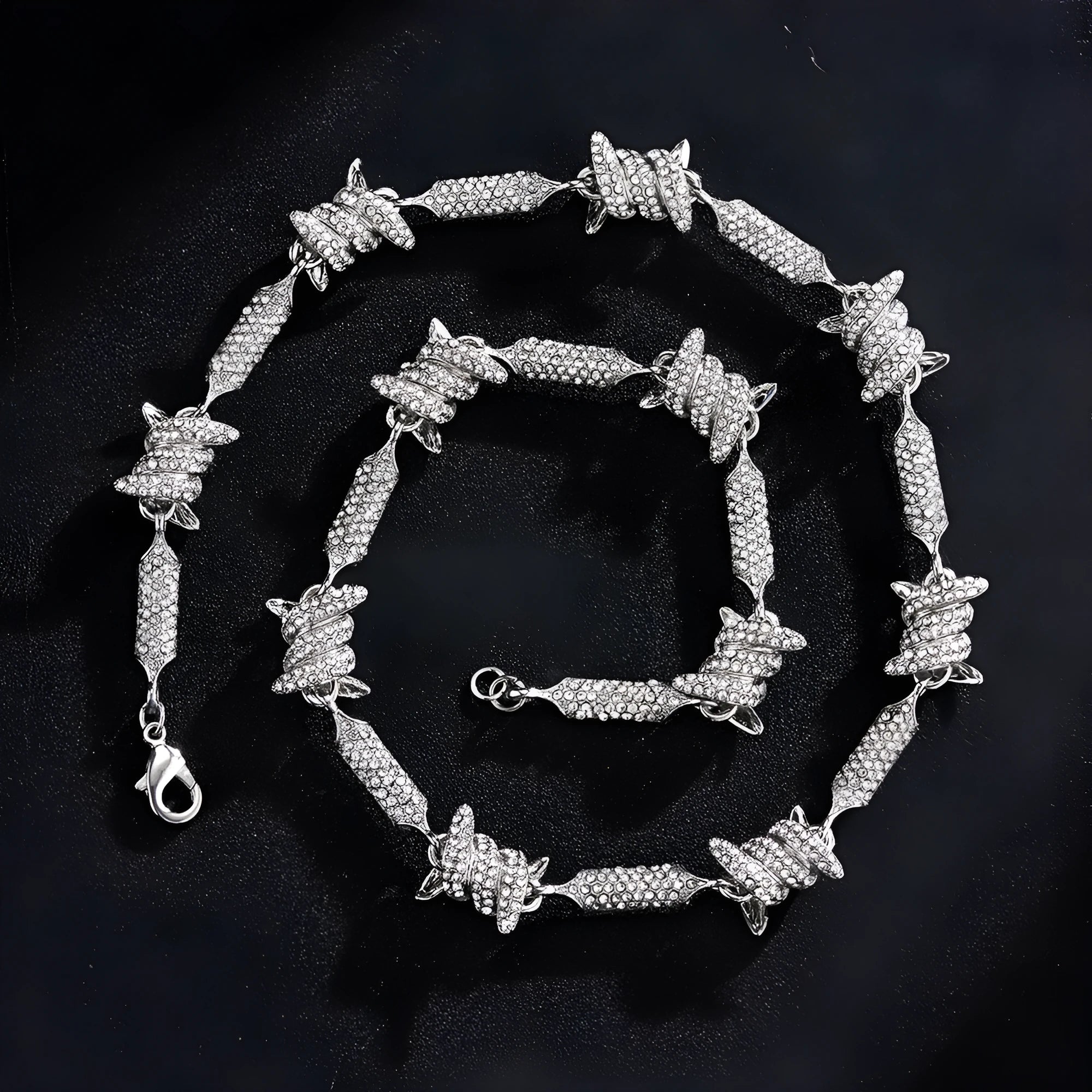 Irregular 3D Solid Alloy Pave Infinite Chain Cuban Chain Jewelry for Unisex Hip Hop Style Silver or Gold Bracelet 8inch Necklace 18-24inch