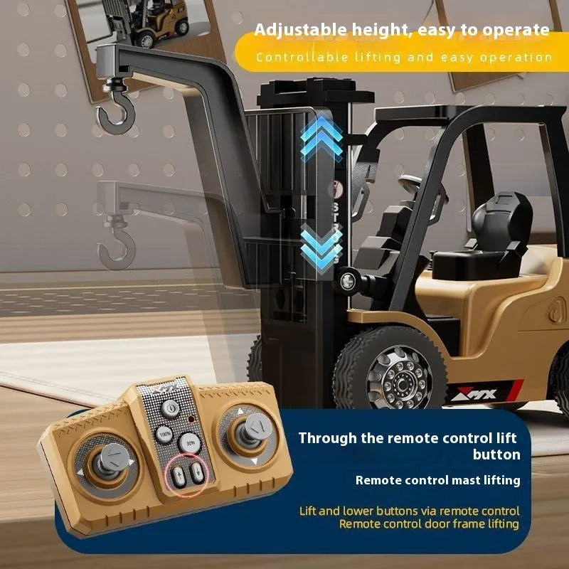 Bluetooth remote control alloy forklift toy with pallet and cargo accessories
