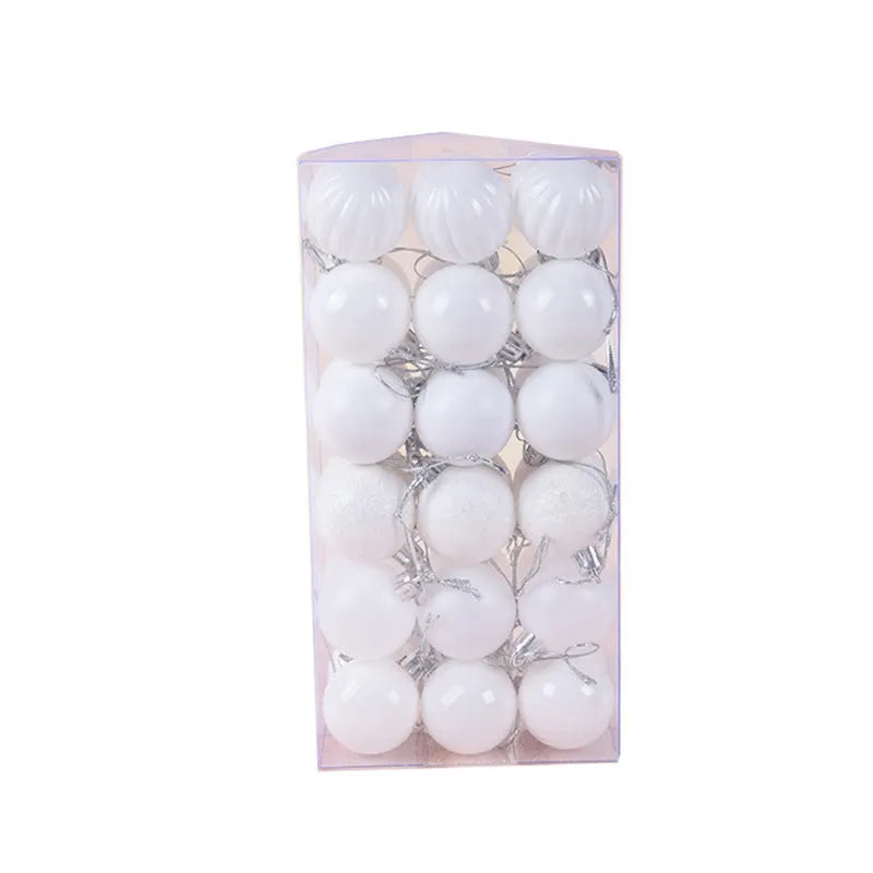 36 assorted Christmas balls in a whole box, each 4cm diameter, multicolour
