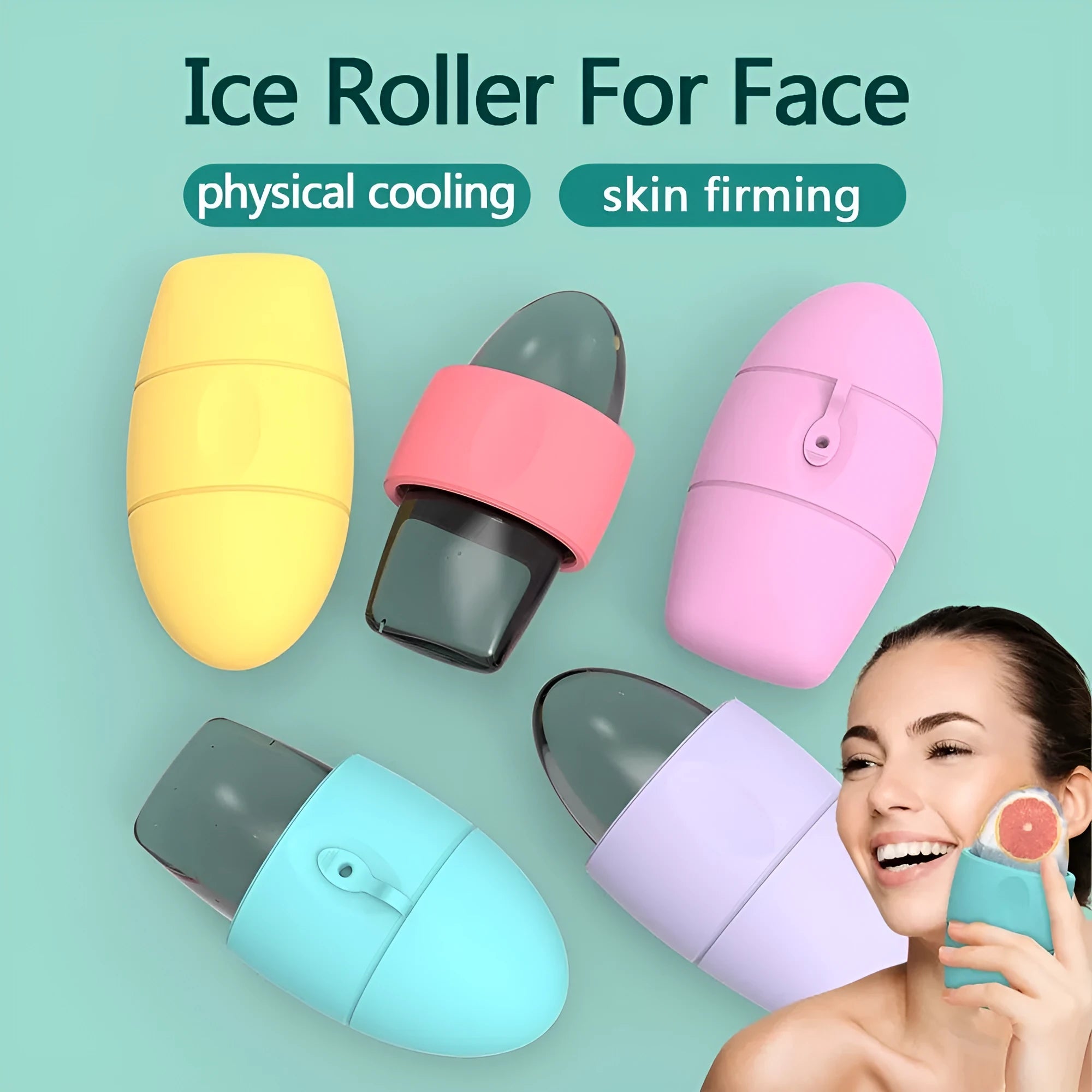 Silicone ice face roller for cooling massage, reducing puffiness and fine lines