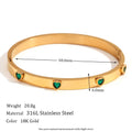 Stainless steel bracelet with micro-inlaid peach heart charm in golden electroplated finish