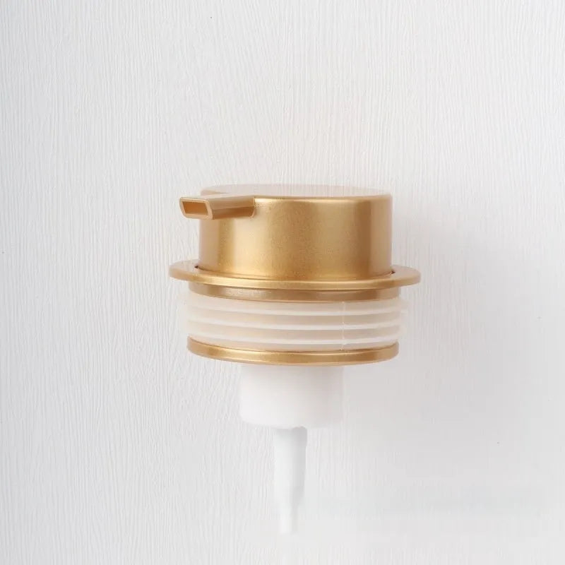 ABS plastic facial cleanser foam pump with large head in gold, silver, and black colour options.