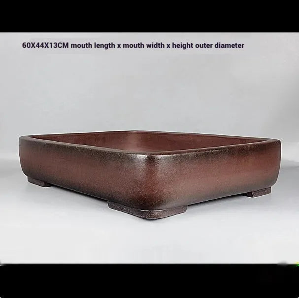 Handmade rectangular antique purple clay flower pot for plant display