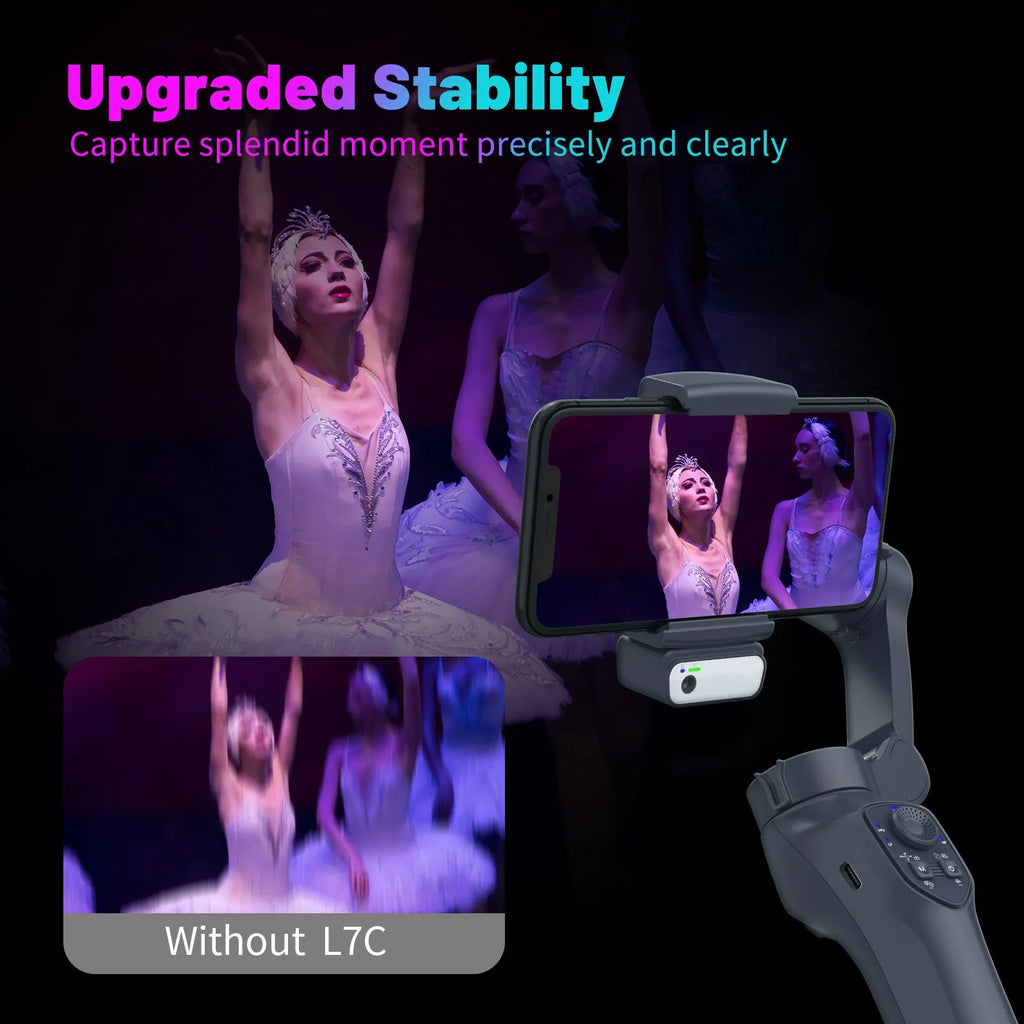 Foldable handheld camera gimbal stabiliser in gun colour and AI RGB variants