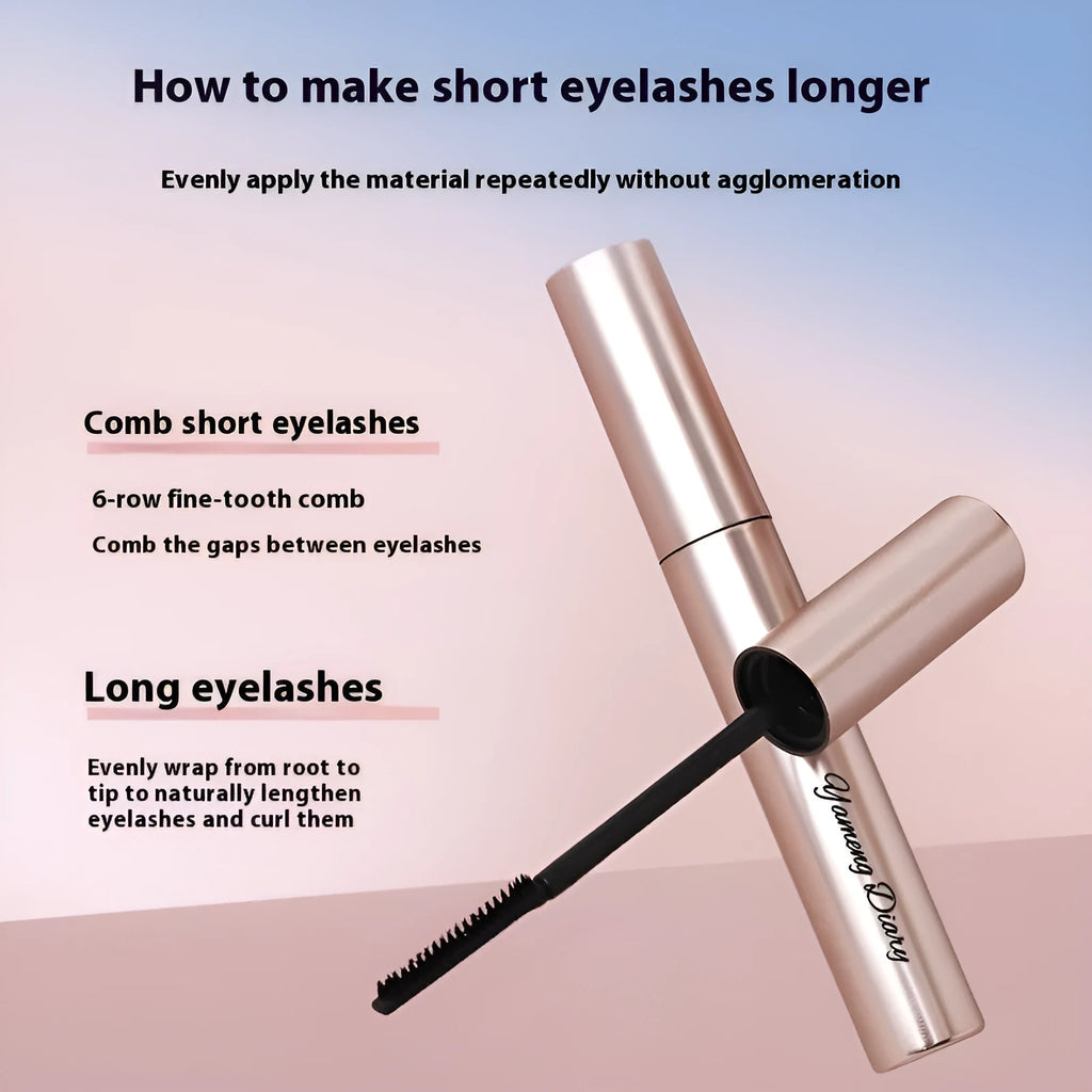 Long Curling Long-lasting Mascara tube in black or brown with applicator brush.