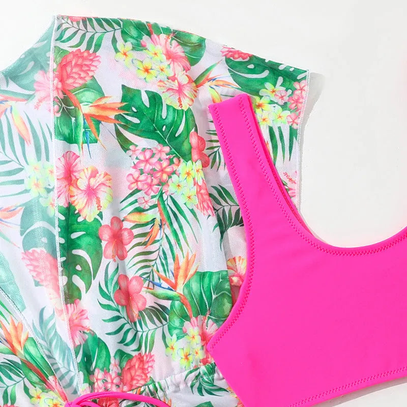 Girls' floral two-piece swimsuit in Korean style for swimming sports