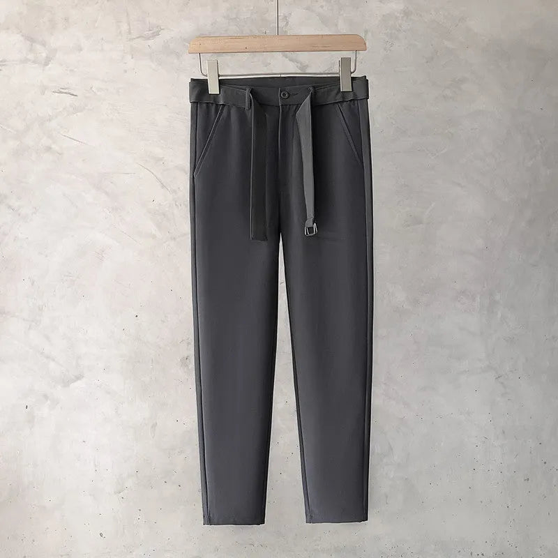 Boys slim straight trousers in wool blend fabric with tapered design and straight leg opening