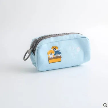 Creative Simple Cute Corner Animal Pencil Case in leather, 16 colour options including Black Cat, Blue, and Fruit Watermelon