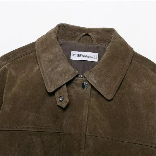 Women's medium thickness PU jacket in regular fit with Japanese Korean casual styling