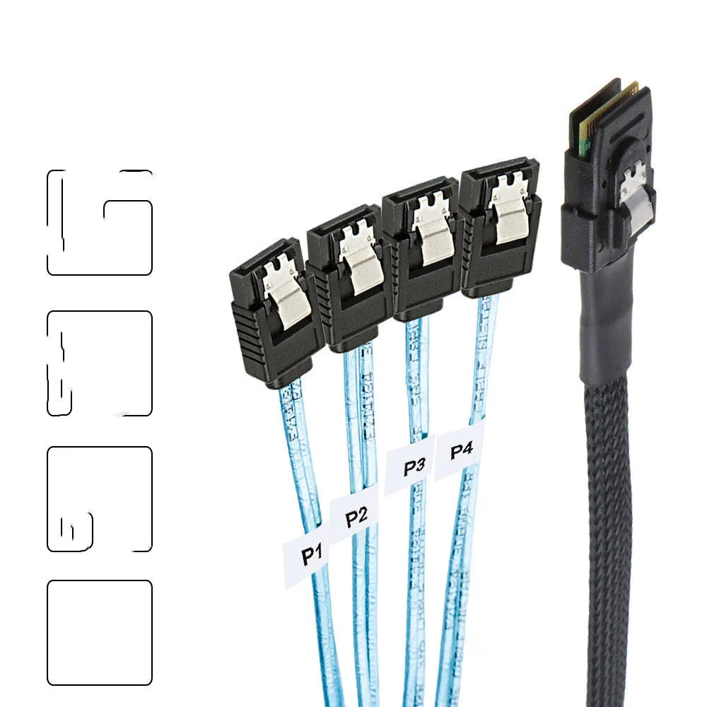 Straight head SAS data cable for server hard disk, coaxial interface, 0.5m length