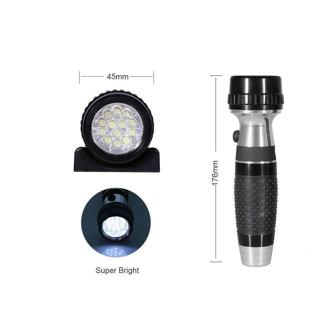 Rechargeable wall mounted flashlight aluminium alloy black finish on base with head ring 52mm