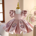 Pink polyester children's piano dress princess dress for girls, full-length with height options 80-150cm