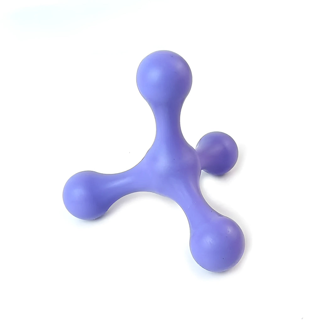 Silicone puppy chew toy with three legs in assorted colours for teething relief