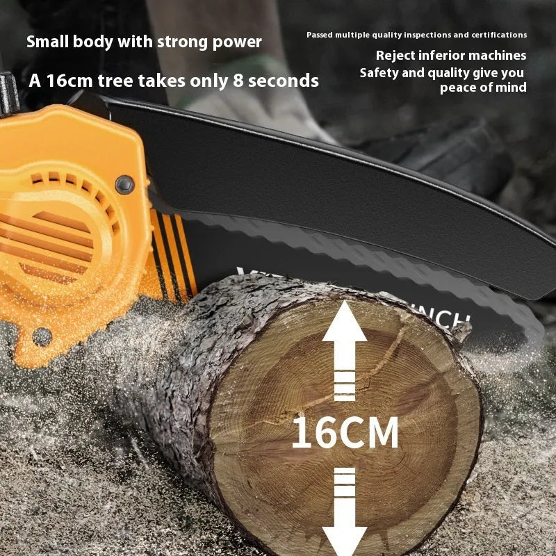 6-inch handheld household mini chainsaw with rechargeable lithium battery for garden pruning and wood cutting