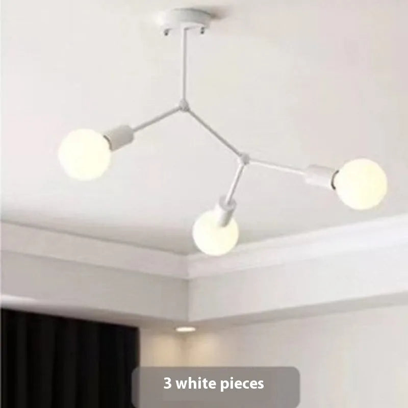 Iron chandelier ceiling lamp with Nordic design for bedroom or living room