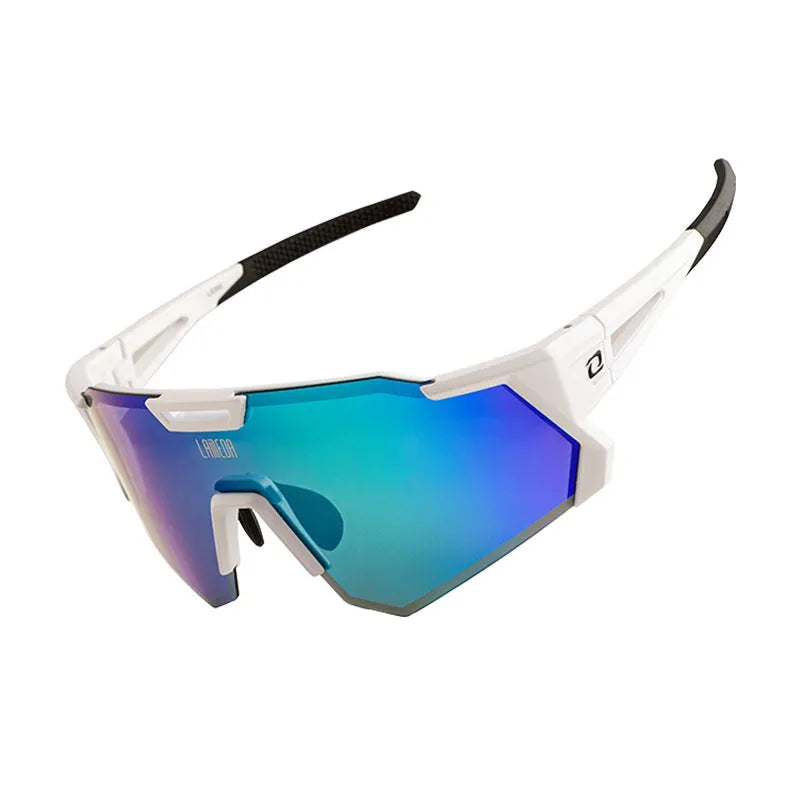 Polarized half-frame road cycling goggles with REVO lens tint, PC frame, unisex design