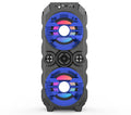 Wireless colour light portable pull rod Bluetooth audio speaker in blue with built-in lights and plastic shell