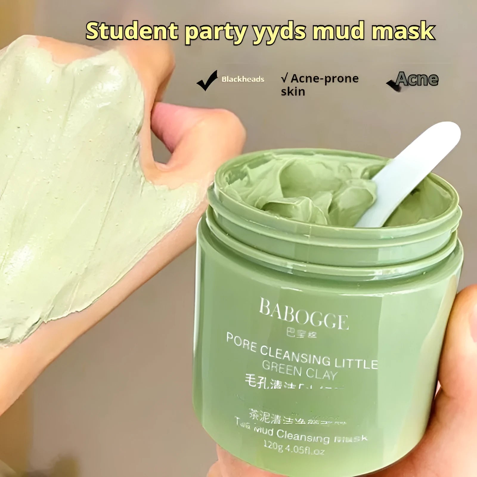 Tea mud cleansing facial mask in a daub-type applicator, 120g, for universal skin types.