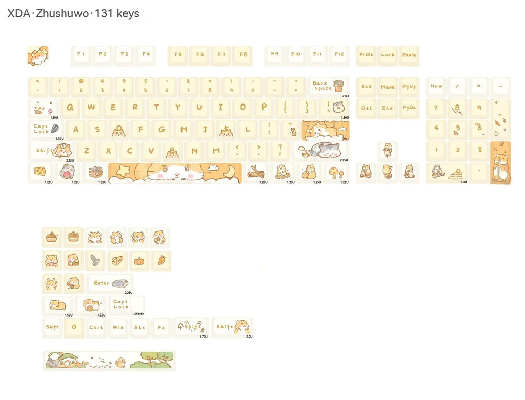 Mouse Grey and Yellow XDA profile plastic keycap set for 68% to 100% mechanical keyboards.