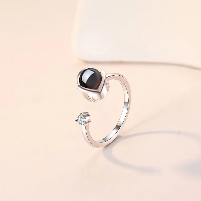 Pair of adjustable copper couple rings with electroplated rose gold and platinum finishes