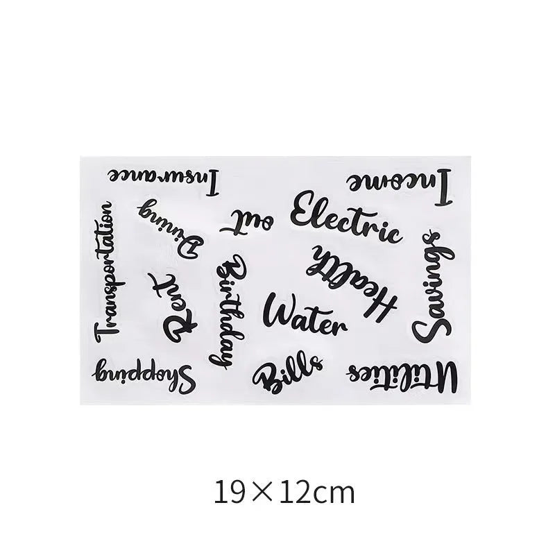 Handwritten label indicating adhesive stickers in white with multiple grid formats and colour options