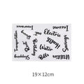 Handwritten label indicating adhesive stickers in white with multiple grid formats and colour options