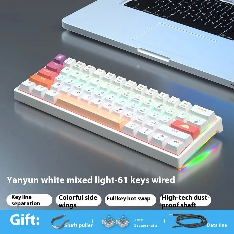 61-key mechanical keyboard with blue and white colour scheme and compact design