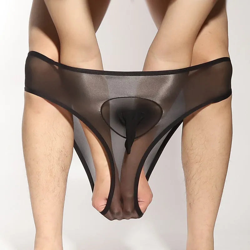 Men's silky nylon briefs with bullet separation pouch in multiple colour options