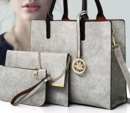 Women's PU leather mother-and-child shoulder bag set in red, black, pink, grey, and brown colours