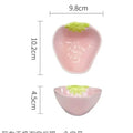 Strawberry pattern ceramic dinnerware set with flower bowls, straw hat plate, and twist spoon