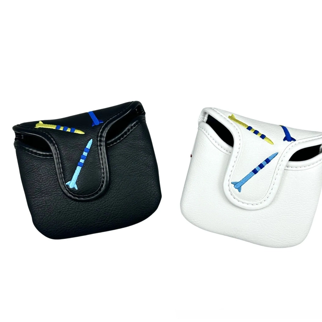 Black and white PU leather protective sleeve for Rocket Pattern Square golf putters