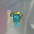 Inlaid zircon love heart-shaped open ring for women in adjustable alloy finish
