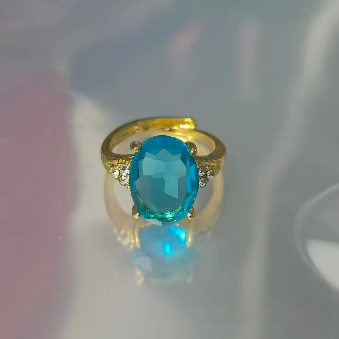 Inlaid zircon love heart-shaped open ring for women in adjustable alloy finish