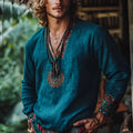 Boho vintage printed long sleeve casual top in polyester digital cloth
