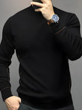 GentleKnit Contrast Sweater for men black crew neck pullover cotton blend