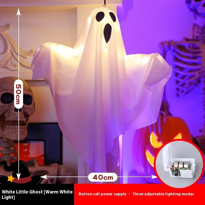 Halloween ghost light decoration with cloth covering in luminous white or orange colour options