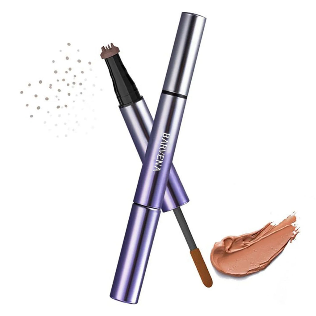 Double-headed eyebrow pencil with cream shaping tip and pencil tip in black and brown colour options