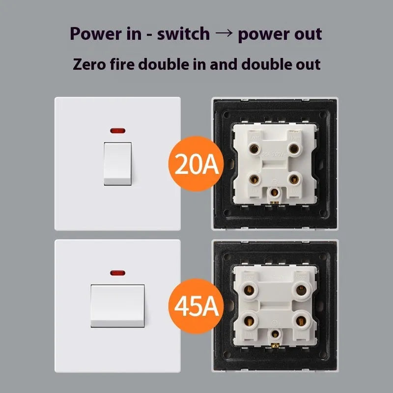 Industrial water heater air conditioner switch with indicator light panel in gold, grey, or white