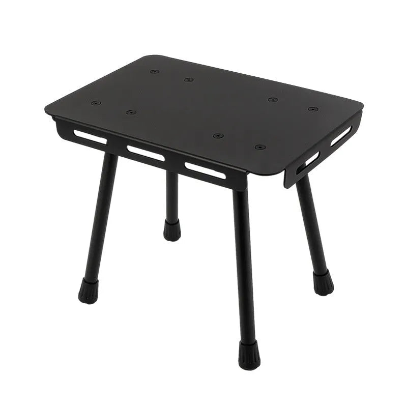 CLS Outdoor aluminium folding camping stool converted into a small table, with Army Green PU cushion and storage bag.