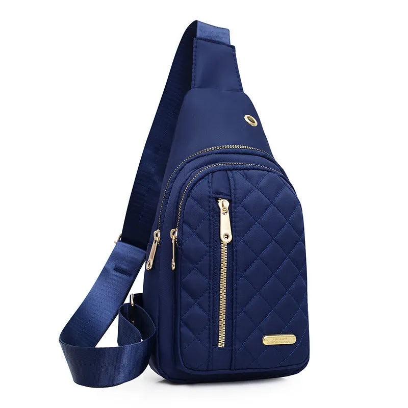 Oxford cloth crossbody sports chest bag in multiple colour options including dark blue, black, red, purple, and pink