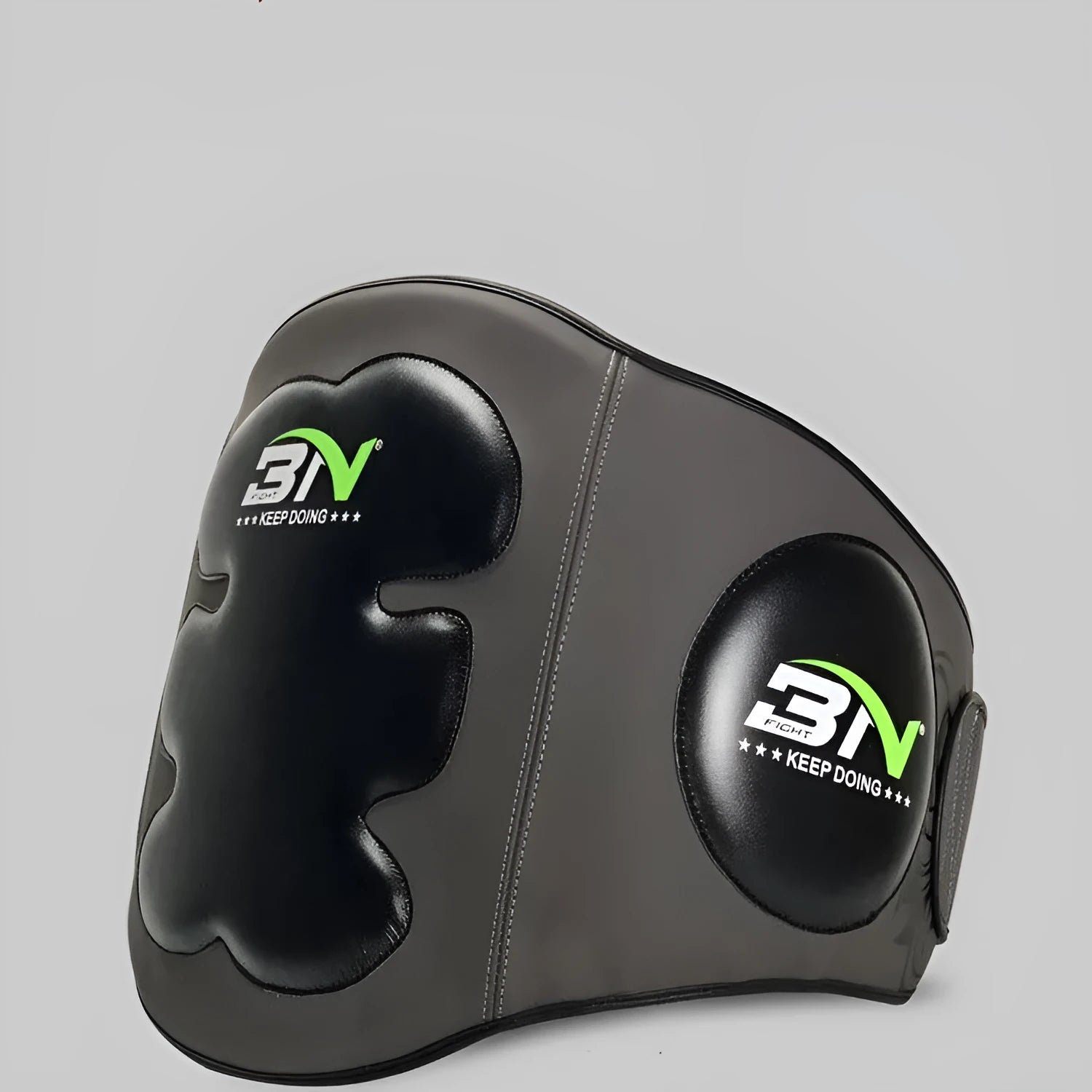 Sanda boxing chest protection target showing thickened breast and waist guard in dark grey colour