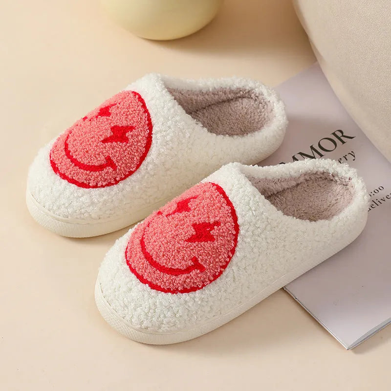 Women's cartoon plush home slippers with PVC soles in Big Love design