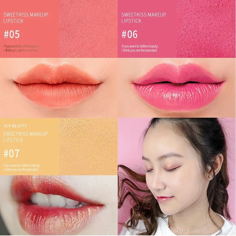 Fey Beauty cameo brown nude moisturising lipstick with non-stain formula in packaging