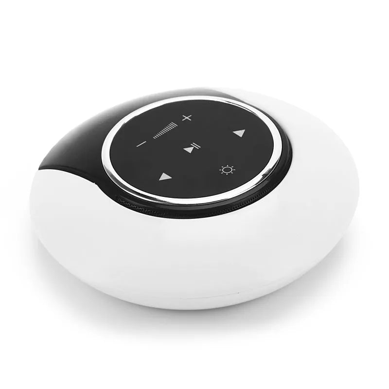 Blue cubic Bluetooth desk lamp with speaker and touch controls for dimming and colour selection